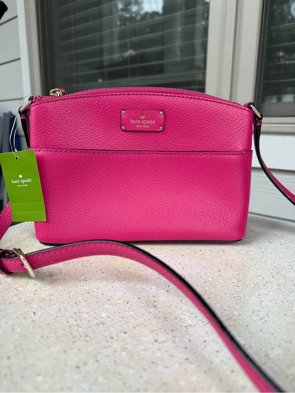 Kate Spade Pink Leather Crossbody Bag with Adjustable Strap